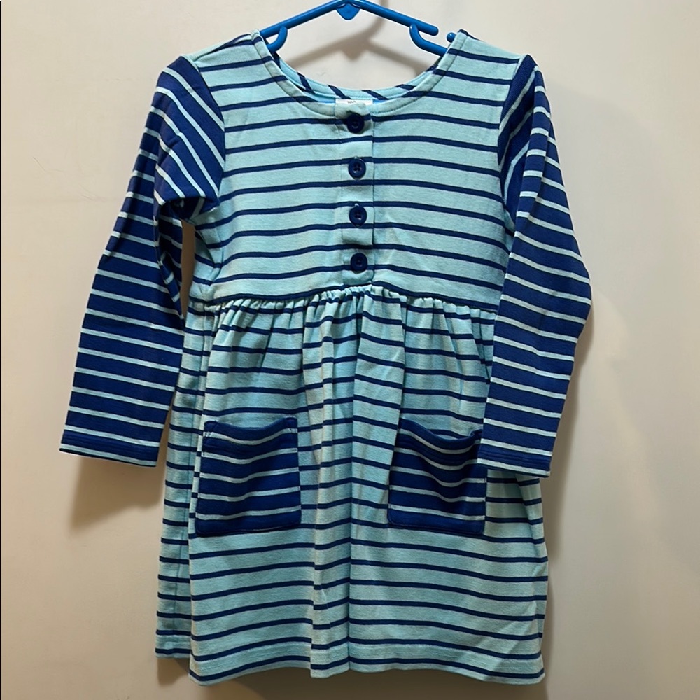 Hanna Dark & Light Blue Striped Dress With Pockets